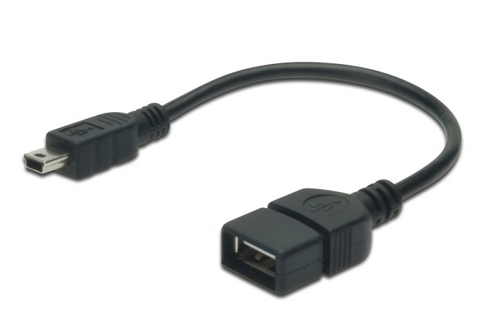 Адаптер Digitus USB 2.0 (AF/miniB) OTG 0.2m, black
