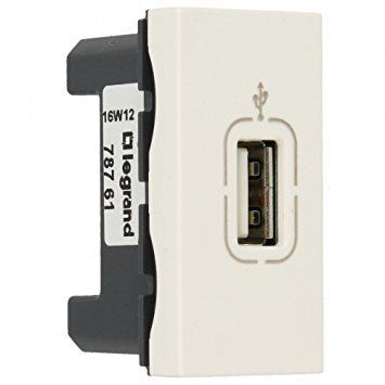 Розетка USB Legrand типу А, 1 модуль, Mosaic, білий