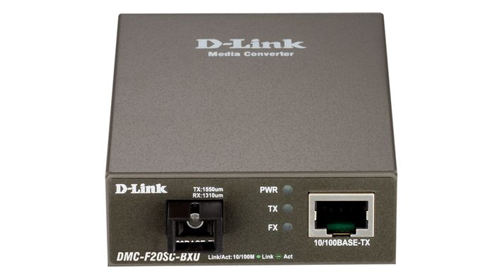 Медiаконвертер D-Link DMC-F20SC-BXU 1xFE, 1x100BaseFX, SM, 20km, WDM, SC