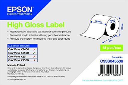Рулонний папір Epson High Gloss Label TM-C3500 для друку наклейок (безперервний)