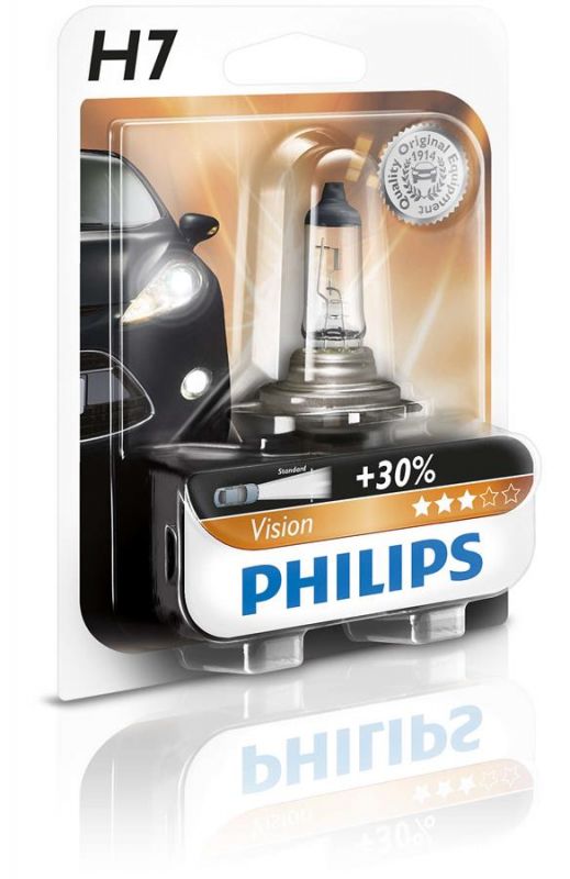 Лампа галогенна Philips H7 Vision, 3200K, 1шт/блістер