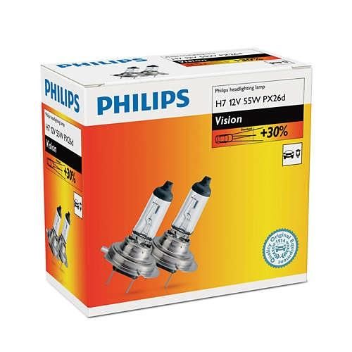 Лампа галогенна Philips H7 Vision, 3200K, 2шт/картон