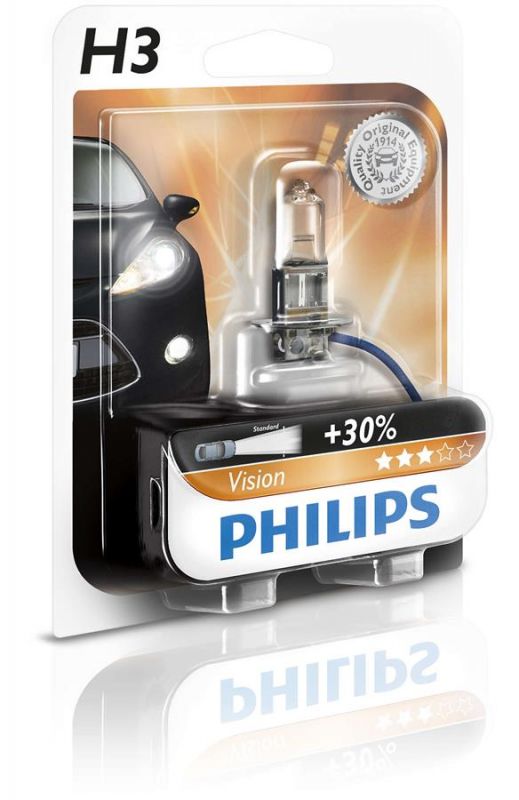 Лампа галогенна Philips H3 Vision, 3200K, 1шт/блістер