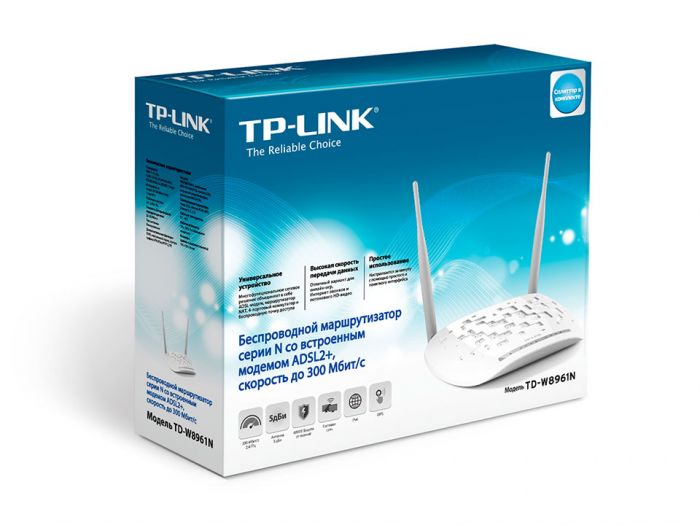 ADSL-Маршрутизатор TP-LINK TD-W8961N N300 ADSL2+ 4xFE LAN Annex A