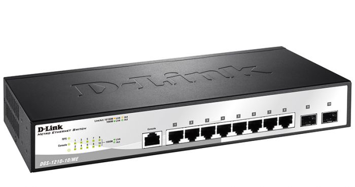 Комутатор D-Link DGS-1210-10/ME 8xGE, 2xSFP Комутатор D-Link DGS-1210-10/ME 8xGE, 2xSFP