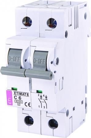 Автоматичний вимикач ETI ETIMAT 6 2p С 6А (6 kA)