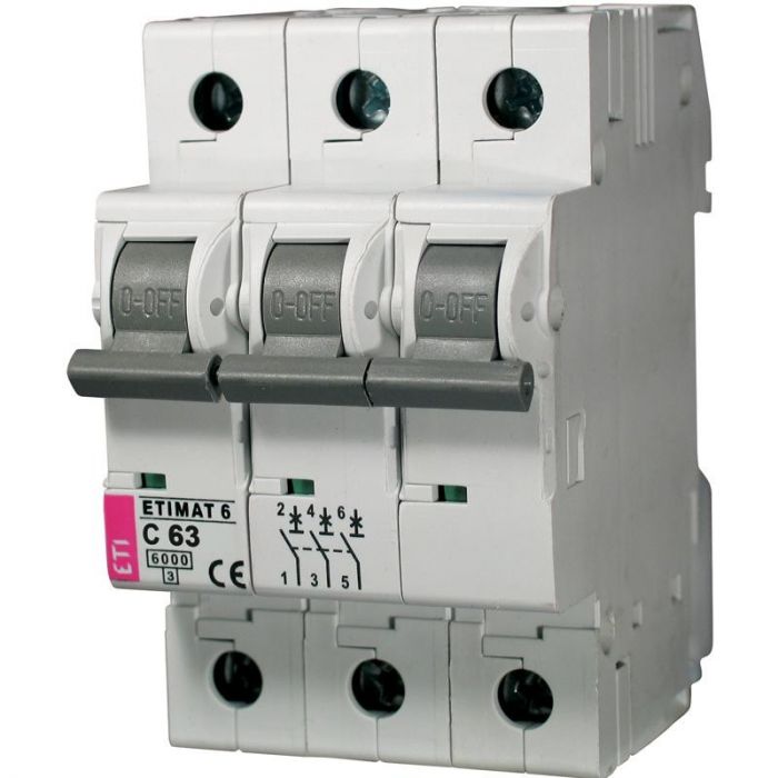 Автоматичний вимикач ETI, ETIMAT 10 3p C 63А (6 kA)
