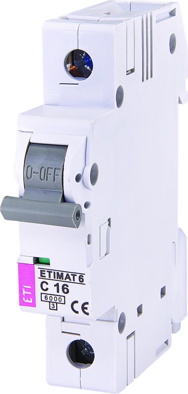Автоматичний вимикач ETI, ETIMAT 6 1p С 16А (6 kA)