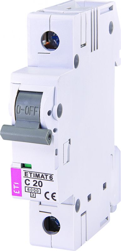 Автоматичний вимикач ETI, ETIMAT 6 1p С 20А (6 kA)