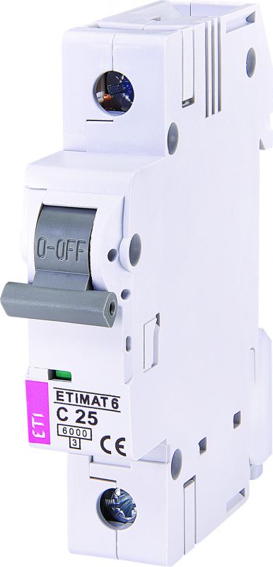 Автоматичний вимикач ETI, ETIMAT 6 1p С 25А (6 kA)