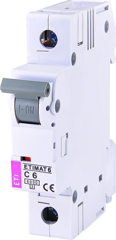Автоматичний вимикач ETI, ETIMAT 6 1p С 6А (6 kA)