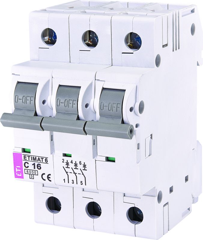 Автоматичний вимикач ETI, ETIMAT 6 3p C 16А (6 kA)