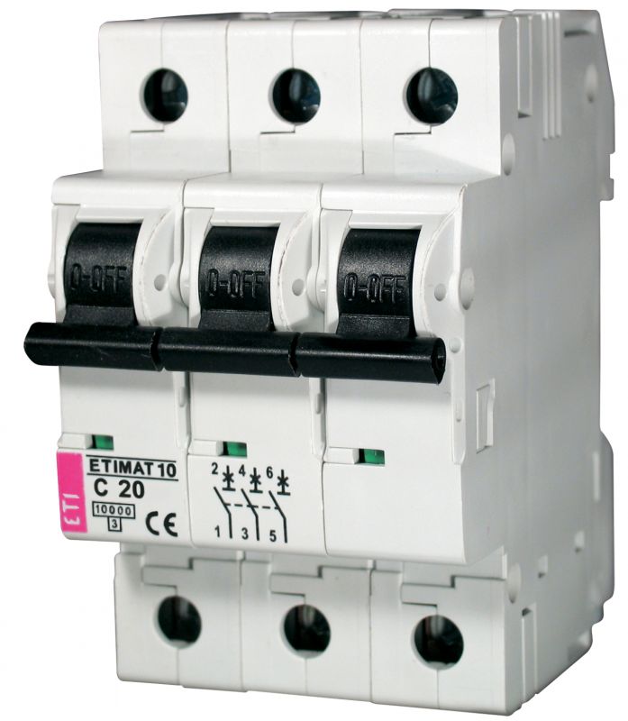 Автоматичний вимикач ETI, ETIMAT 10 3p C 20А (10 kA)