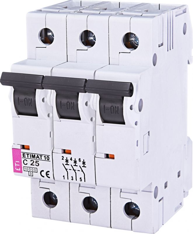 Автоматичний вимикач ETI, ETIMAT 10 3p C 25А (10 kA)