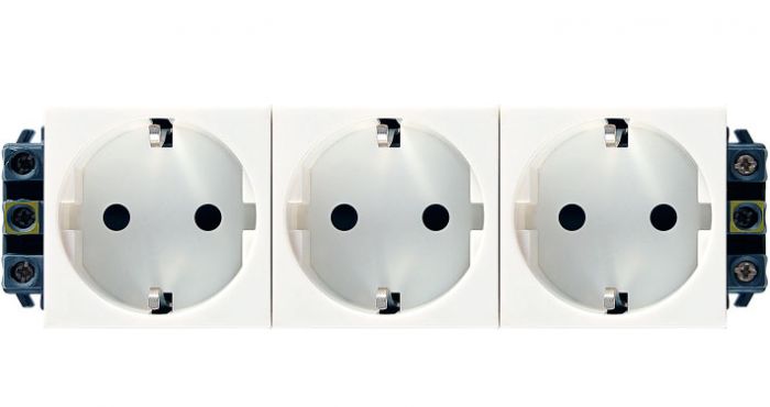 Блок розеток електричних MOSAIC Legrand 3хSchuko для кабельних каналів DLP, Quintella (16А, 250В, гвинтові клеми) 6мод, білий