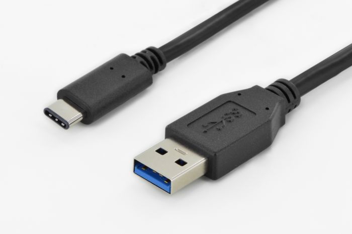 Кабель ASSMANN USB 3.0 (AM/Type-C) 1.0m, black