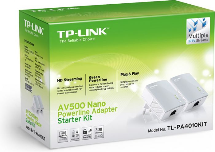 Адаптер Powerline TP-LINK TL-PA4010KIT 2PK AV600 1xFE