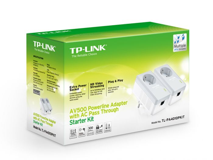 Адаптер Powerline TP-LINK TL-PA4010PKIT 2PK AV600 1xFE розетка