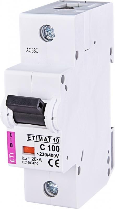 Автоматичний вимикач ETI, ETIMAT 10 1p C 100А (20 kA)
