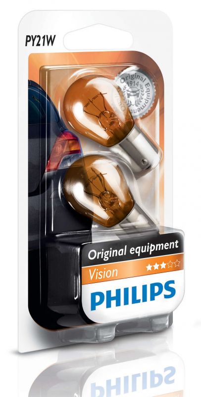 Лампа розжарювання Philips PY21W, 2шт/блістер