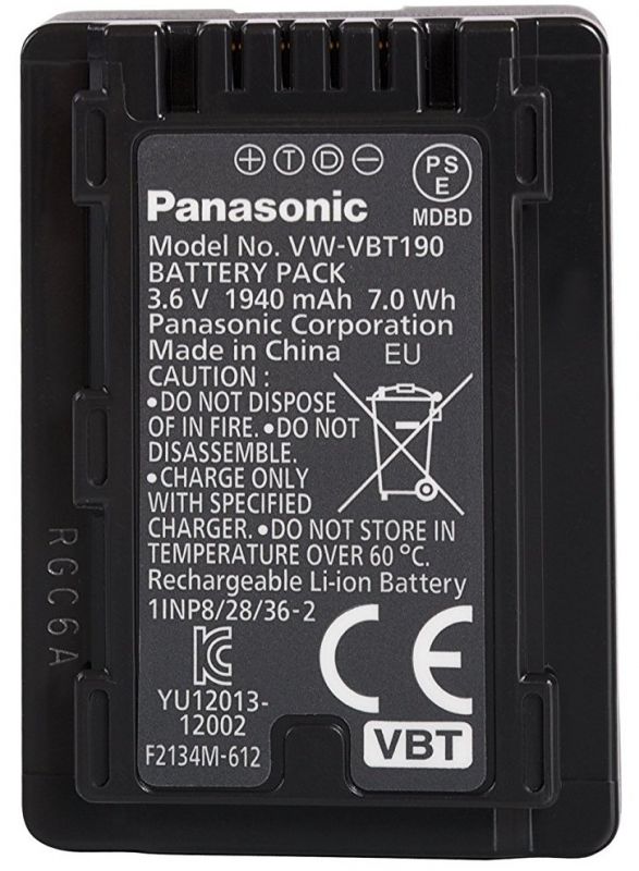 Акумулятор PanasonicVW-VBT190E-K видеокамер