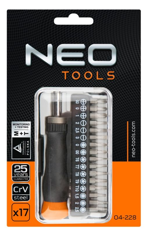 Набір біт з бітотримачем Neo Tools, 17 од.
