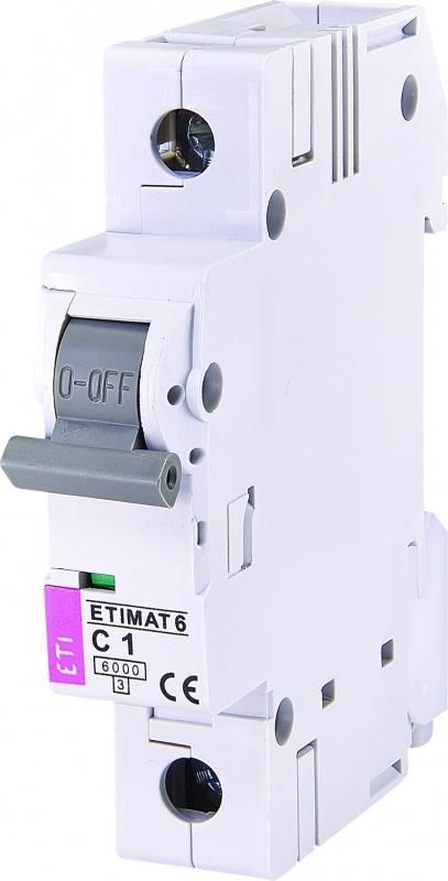 Автоматичний вимикач ETI ETIMAT 6 1p C 1A (6kA)