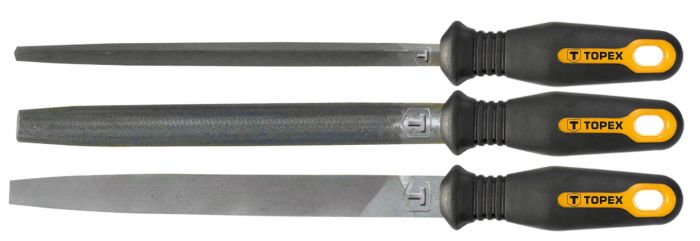 Напилки по металу TOPEX, набір 3 од. (06A722, 06A725, 06A721), тримач двокомпонентний, 200 мм