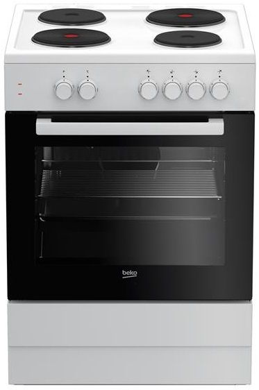 Плита електрична Beko FSS66000GW – 4 чавунні зони нагріву/ 60х60 см/71л/білий