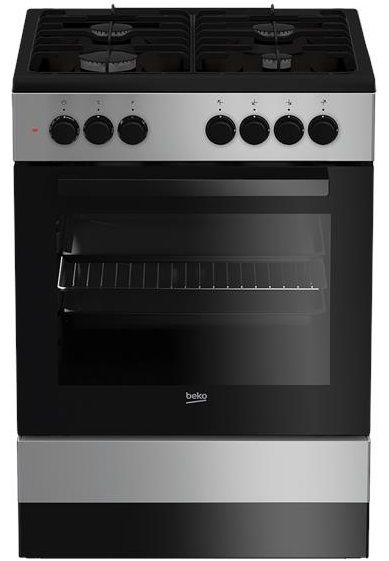 Плита комбінована Beko FSM62120DS - 60х60 см/4 конфорки/эмал. решітки/65л/8 прогр./срібний колір