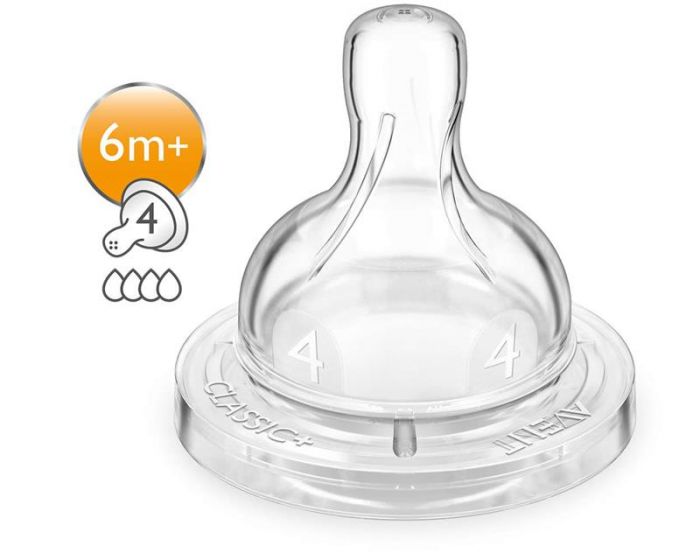 Соска силіконова Avent Classic+ швидкий потік 2шт 6+ SCF634/27