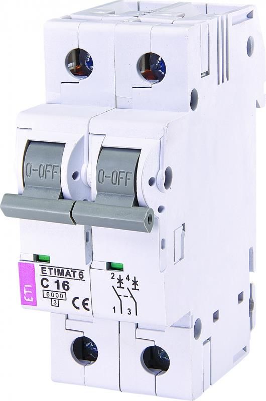 Автоматичний вимикач  ETI  ETIMAT 6  2p С 16А (6 kA)