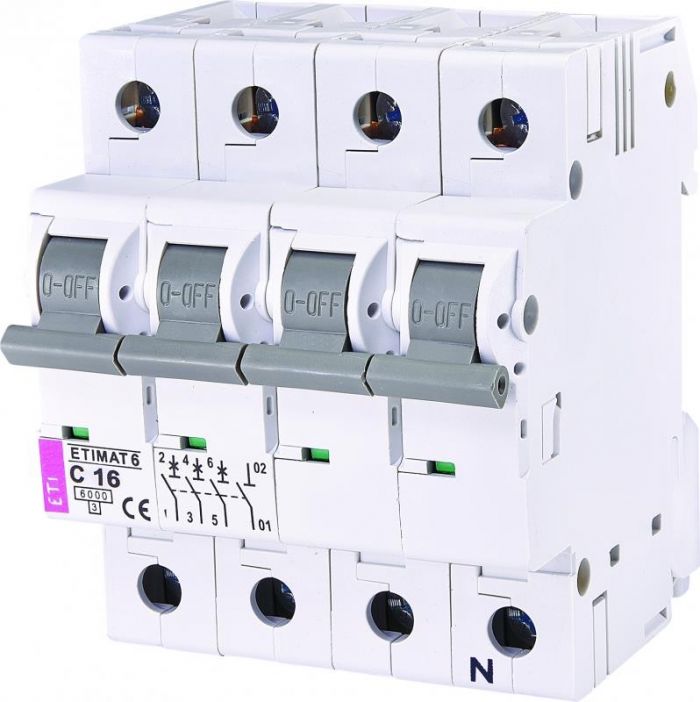Автоматичний вимикач ETI ETIMAT 6  3p+N C 16А (6 kA)