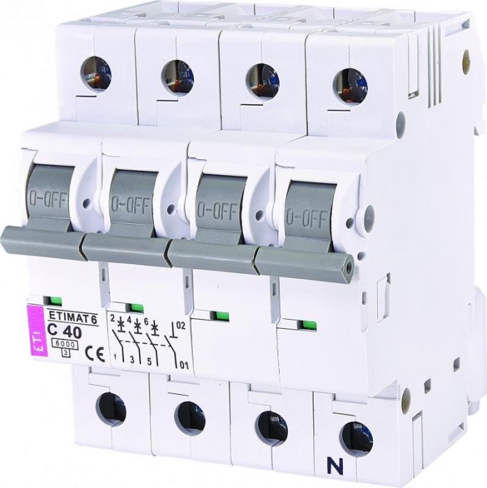 Автоматичний вимикач ETI ETIMAT 6  3p+N C 40А (6 kA)