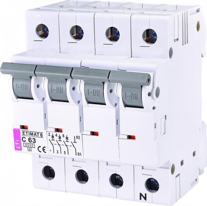 Автоматичний вимикач ETI  ETIMAT 6  3p+N C 63А (6 kA)