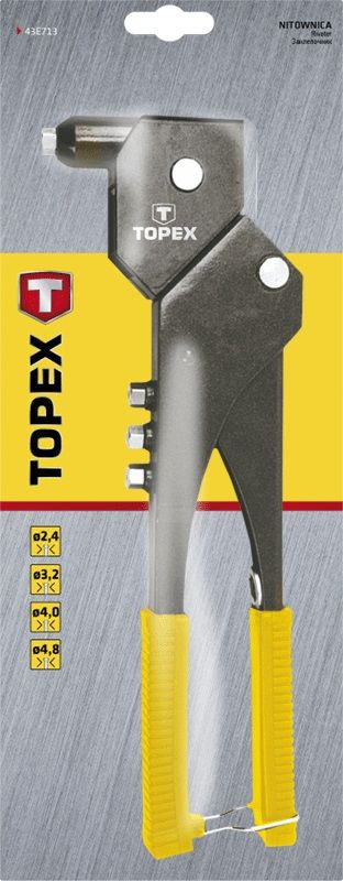 Заклепочник TOPEX, для заклепок алюмінієвих 2.4, 3.2, 4.0, 4.8 мм, кілька положень