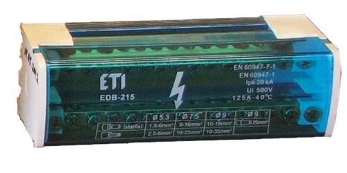 Блок розподільчий ETI EDB-215 2p, L+PE/N, 125A (15 виходів)