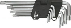 Ключі Torx TOPEX, набір 9 од., Torx з отвором, T10-T50, довгі
