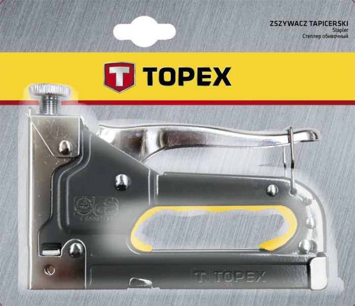 Степлер TOPEX, 6-14 мм, тип скоб J/53, регулювання забивання скоб