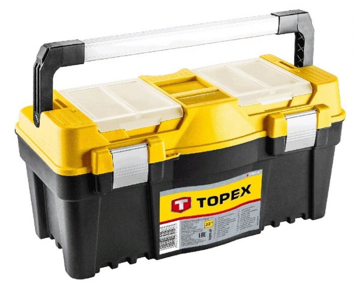 Ящик для інструменту TOPEX, 25", з лотками, алюмінієва ручка, 60х29х33 см