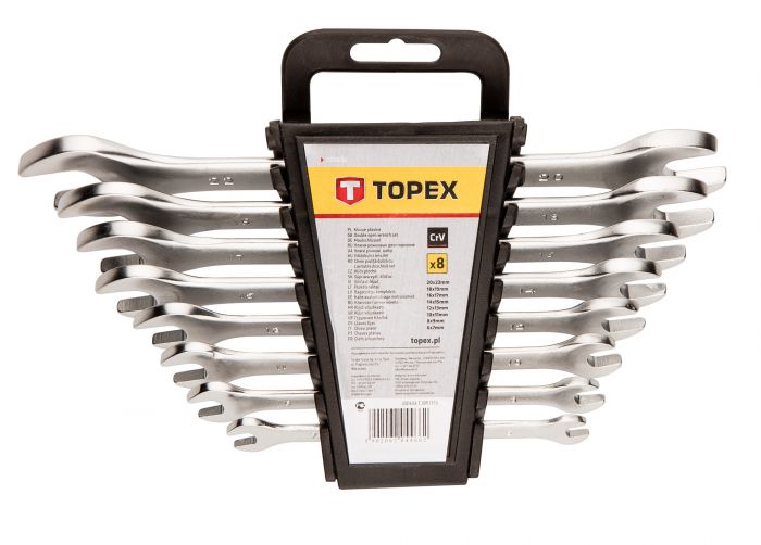 Ключі гайкові TOPEX, набір 8 од., двосторонні 6-22 мм, CrV