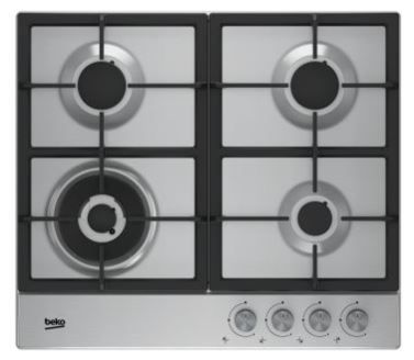 Вбудовувана газова поверхня Beko HIAW64225SX - Ш- 60см./3 конфорки + WOK/чавунні решітки/нерж. сталь