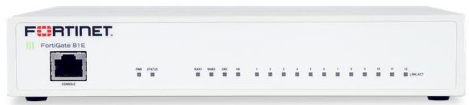 Міжмережевий екран Fortinet FG-81E, 1GE x DMZ, 1GE x Mgmt, 1GE x HA, 12GE x switch ports. 128GB stor.