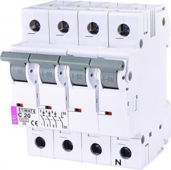 Автоматичний вимикач ETI ETIMAT 6 3p + N C 20А (6 kA)