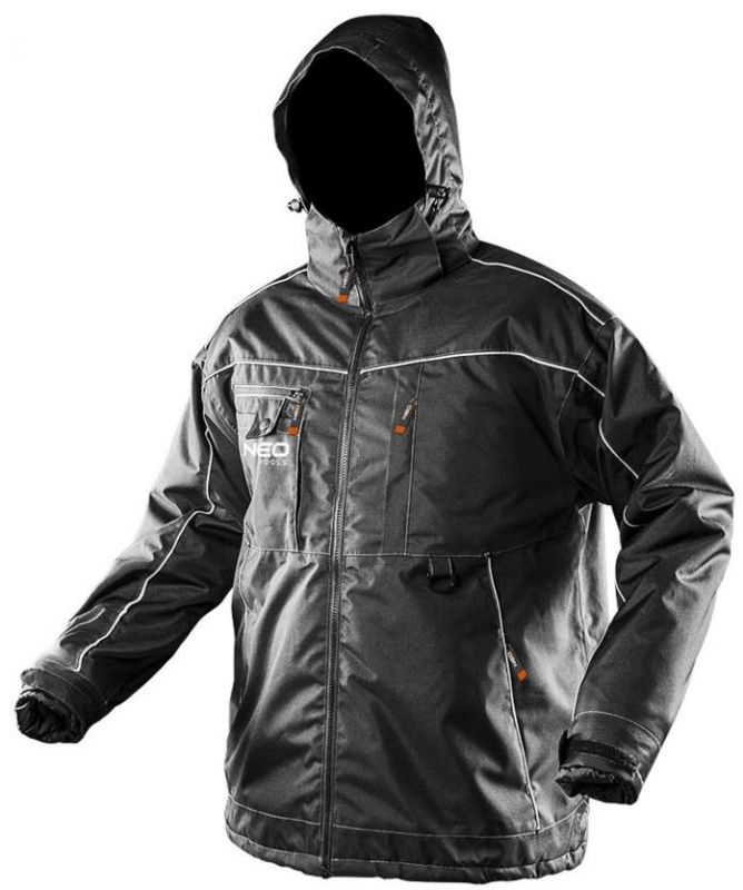 Куртка робоча Neo Oxford, розмір XL / 56, водостійка, светоотраж.елем , утеплена, отстег. капюшон