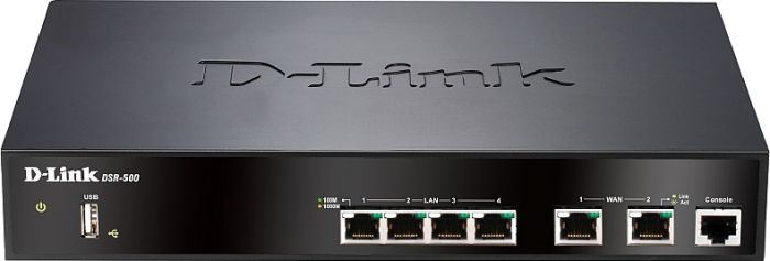 Мультисервiсний маршрутизатор D-Link DSR-500 4xGE LAN, 2xGE WAN, 1xUSB
