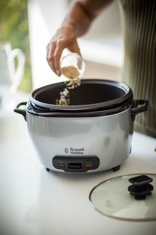 Рисоварка Russell Hobbs MaxiCook, 1000Вт, чаша-5л, кнопкове керування, нерж. сталь, чорний-метал