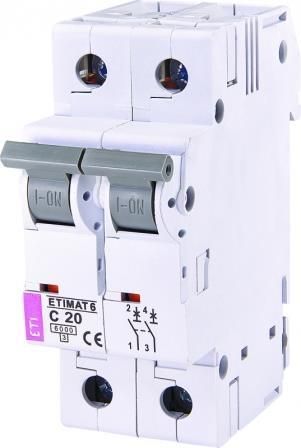 Автоматичний вимикач ETI ETIMAT 6  2p С 20А (6 kA)