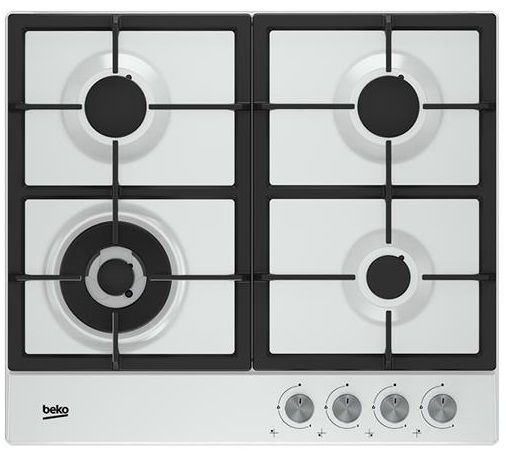 Варильна поверхня газова Beko HIAW 64225 SW - 60см/3газ+WOK/чавунні решітки/білий