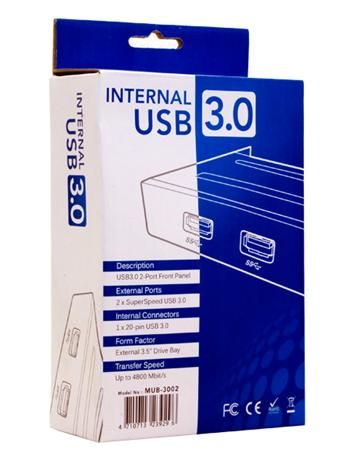 Адаптер CHIEFTEC USB 3.0 для 3.5" відсіку фронтальних панелей корпусів,2xUSB3.0